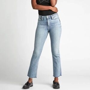 Silver High Note Ankle Boot Denim Blue Jean Mid Wash Stretch High Rise size 27